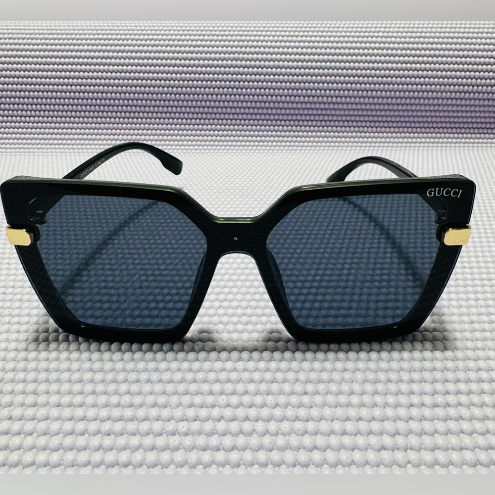 Gucci Black and Gold Geometric Sunglasses